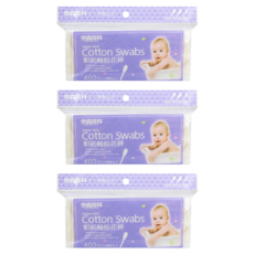 奈森克林 粗紙軸棉花棒, 400支, 3包