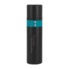 MARU 丸山製研 陶瓷保溫瓶 全密封 保溫效果持久24小時 上蓋可作為杯子使用 瓶身配有皮革腰帶設計, 消光黑, 1L, 1個