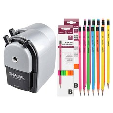 TiTi OA Sharpa 銀色削鉛筆機 KI-1100 + TUKOBI COMA 三角橡皮擦鉛筆 TC-208 B 12入組, 銀色(削鉛筆機), 2套