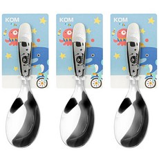 KOM 316不鏽鋼兒童 圓潤邊緣設計 握感舒適 可愛握柄 增加吃飯樂趣, 藍色鯨魚, 3支