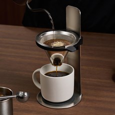 paullobs All-in-one 咖啡不鏽鋼可調高度細網濾網手沖塔, 1個, 咖啡手沖塔 + 磁吸支架 + 不鏽鋼濾網 + 杯架, 500ml