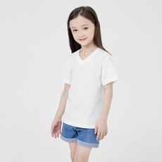 롤리트리 아동용 순면 V넥 반팔 기본티셔츠