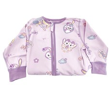 愛北鼻 兒童款 無痕長袖防踢被 蝴蝶結紫兔, 90碼