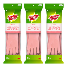 스카치브라이트 베이직 고무장갑 5p, 파스텔핑크, 중(M), 3세트