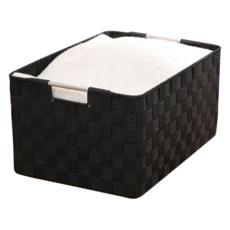 米禾 簡約質感收納籃, S(35 x 23 x 16cm), 經典黑, 1個