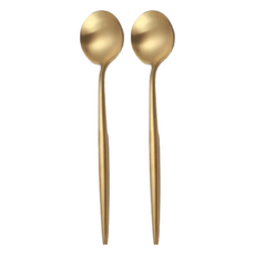歐風餐具 餐勺 304不鏽鋼材質 拉絲拋光工藝, 土豪金, 2支