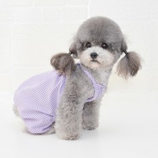 PET BOS 狗狗格紋吊帶南瓜褲連身衣, 紫色