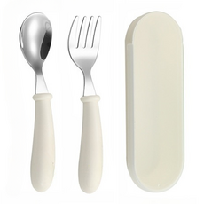 레벨굿즈 304 스텐 스푼포크 세트, 크림, 1세트, 스푼 + 포크 + 케이스 출산/유아동/이유용품/유아식기 반품 최저가 4,470원