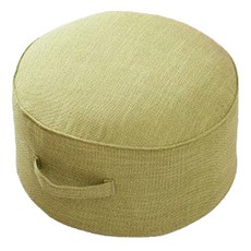 Mega 可拆洗手提亞麻圓形厚墊椅凳 Set 2個, 亞麻布+EPE厚墊, 直徑40x20公分, 綠色