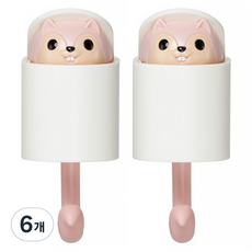 Alleophom 松鼠造型打孔掛鉤, 粉紅色, 6個