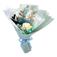 A-ONE 匯旺 白藍索拉玫瑰花 藍色大球花 永生花束, S款