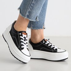 dangolunni 女款輕量增高厚底鬆緊帶Cueez皮革運動鞋