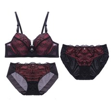 GLAM GONGGAM 雙色蕾絲鋼內衣褲3件組