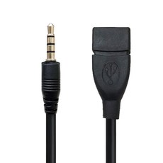 ziya 智雅科技 USB-A母-3.5mm AUX公 OTG轉接線 輕巧款, 黑色, 18cm, 1條