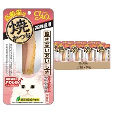 INABA 高齡貓 宗田鰹燒魚柳條 YK-22, 柴魚片風味, 18g, 12包