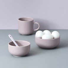 BOWLBOWL 韓國製 復古系列 單人3件組, 薰衣草紫, 飯碗 + 湯碗 + 馬克杯 320ml