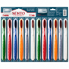 SENTO Prime 深層清潔彈力雙層超細毛加大牙刷, 12入, 1個