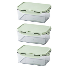 樂扣樂扣 Bisfree Pure 長方形保鮮盒 淺綠色 1L 3件組, 3 個容器 + 3 個蓋子, 3個