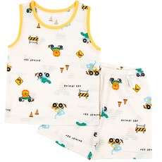 메이키즈 남아용 통기성 민소매 변화지 상하의 세트