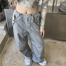 PEONIST 女款UP寬鬆闊腿運動風口袋長褲