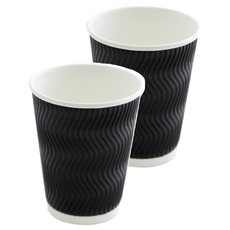 三重絕緣波浪紙杯黑色 360ml, 50入, 2盒