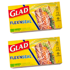 글래드 플렉스앤씰 샌드위치백, 소(S), 100개, 2개