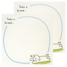 德德小品集 便簽本 2本 100張, 沒煩惱的小狗 休息一下 白色, 1組