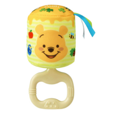 TAKARA TOMY 小熊維尼手搖鈴玩具，柔軟布製，搖晃發出悅耳聲音，適合小手抓握, 1個