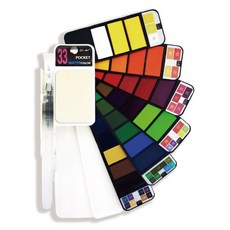 수필 포켓 워터칼라 고체물감, 33색