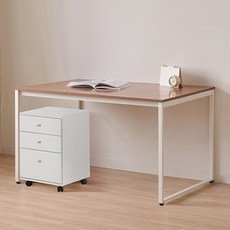 윌로우 플로우 철제 컴퓨터 가로 1200 세로 800 책상 + A타입 서랍장 세트 방문설치, 화이트+프렌치오크(책상), 화이트(서랍장)