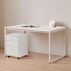 윌로우 플로우 철제 컴퓨터 가로 1200 세로 800 책상 + A타입 서랍장 세트 방문설치, 화이트(책상), 화이트(서랍장)