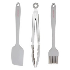 NEOFLAM 台灣原廠公司貨 矽銀烘焙調理三件組, 銀色, 1組, 抹刀 + 食物夾 + 刷子