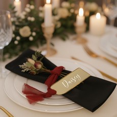 Orvia 壓克力婚禮名牌座位卡 10入 + 緞帶 10入 套組, 1套, 鏡面金色