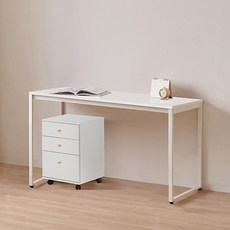 윌로우 플로우 철제 컴퓨터 가로 1600 세로 600 책상 + A타입 서랍장 세트 방문설치, 화이트(책상), 화이트(서랍장)