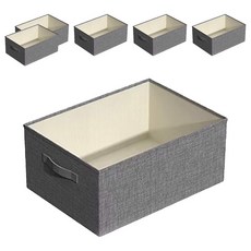 日式棉麻布可折疊衣物收納箱 灰色, 47 x 28.5 x 20cm, 6個