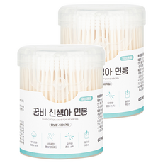 GGUMBI 新生兒棉花棒 圓筒型 壓花型, 300入, 2個