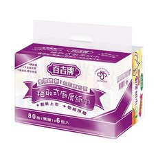 百吉牌 抽取式廚房紙巾 80抽(雙層), 6包, 1袋