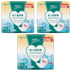 康乃馨 成人黏貼型紙尿褲 一般型, M, 16片, 3包