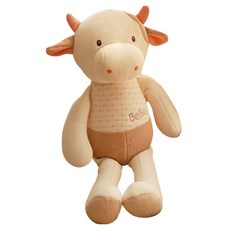 화음베베 카우 봉제 애착인형, 아이보리 + 갈색, 1개