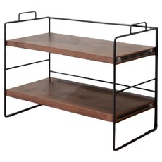 極簡桌面置物架 木紋貼皮 穩固高耐重 免工具組裝, 胡桃色, 2層