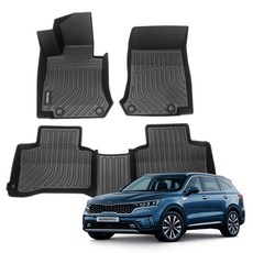 더존 입체포집 TPE 카매트, 기아 올뉴쏘렌토MQ4가솔린 6&7인승 (2020~), 올블랙