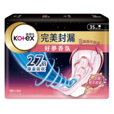 Kotex 靠得住 完美封漏 好夢香氛衛生棉 護翼型, 夜用型(35cm), 20片, 1組