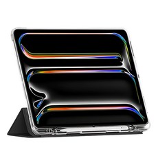 SINJIMORU 透明 Apple Pencil 儲存平板電腦保護殼, 黑色, 1個
