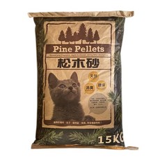 Pine Pellets 松木砂 天然松木香氣 快速除臭 強力吸水 適用於貓咪 兔子 寵物鼠 鳥類, 15kg, 1包