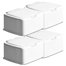 一鍵式化妝棉棉花棒小物收納盒, 白色, 4個