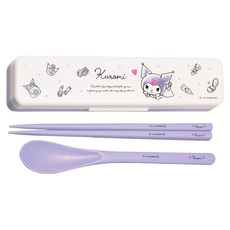 skater 銀離子兒童餐具湯匙筷子組 庫洛米, 兒童湯匙 + 筷子 + 收納盒, 紫色 庫洛米, 1組