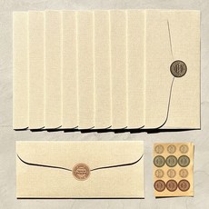 Lead home 優質亞麻零用錢信封 10入+貼紙 12入組, 象牙白, 1套