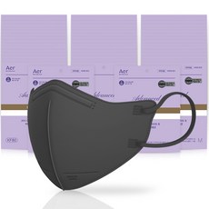 아에르 어드밴스드 라이트 핏 보건용 마스크 M KF80, 1개입, 50개, 블랙