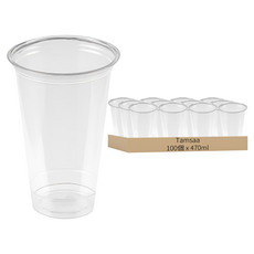 Tamsaa 透明PET冷飲杯, 470ml, 100個, 1組