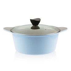 Kitchenwell Bellos系列陶瓷雙耳湯鍋+鍋蓋組, 藍色, 16cm, 1組